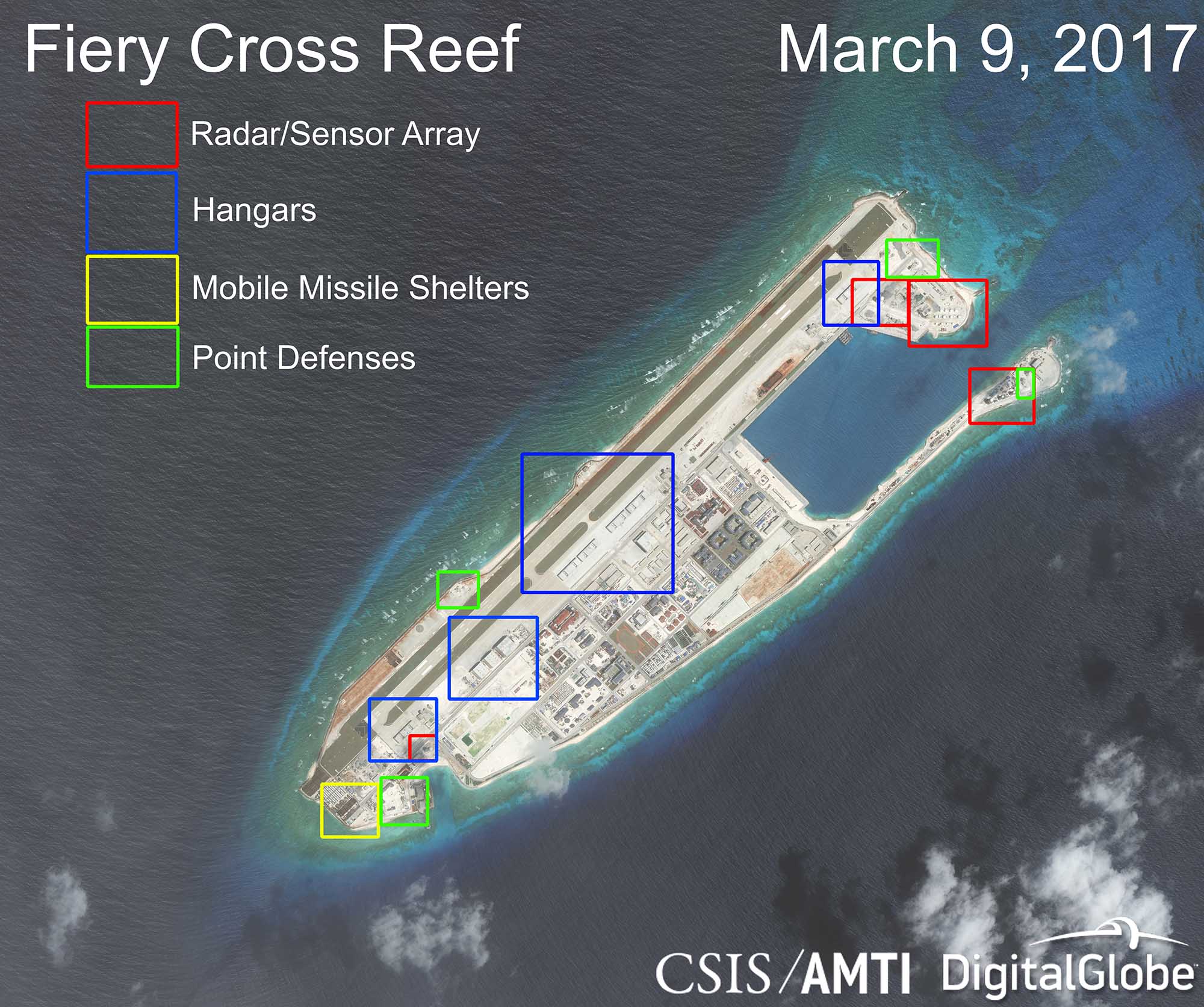 Satellite photos show China’s military buildup on islands is almost complete