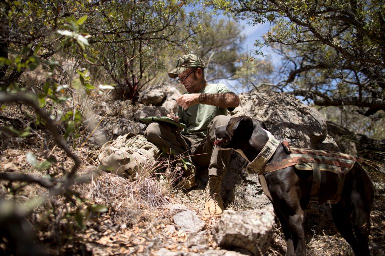 In this May 11, 2016 picture, Tim Foley checks a motion sensing camera he has set up along a trail during a border surveillance trip in Sasabe, Ariz. Immigration of all sorts cost America billions, according to a new report. (AP Photo/Gregory Bull)