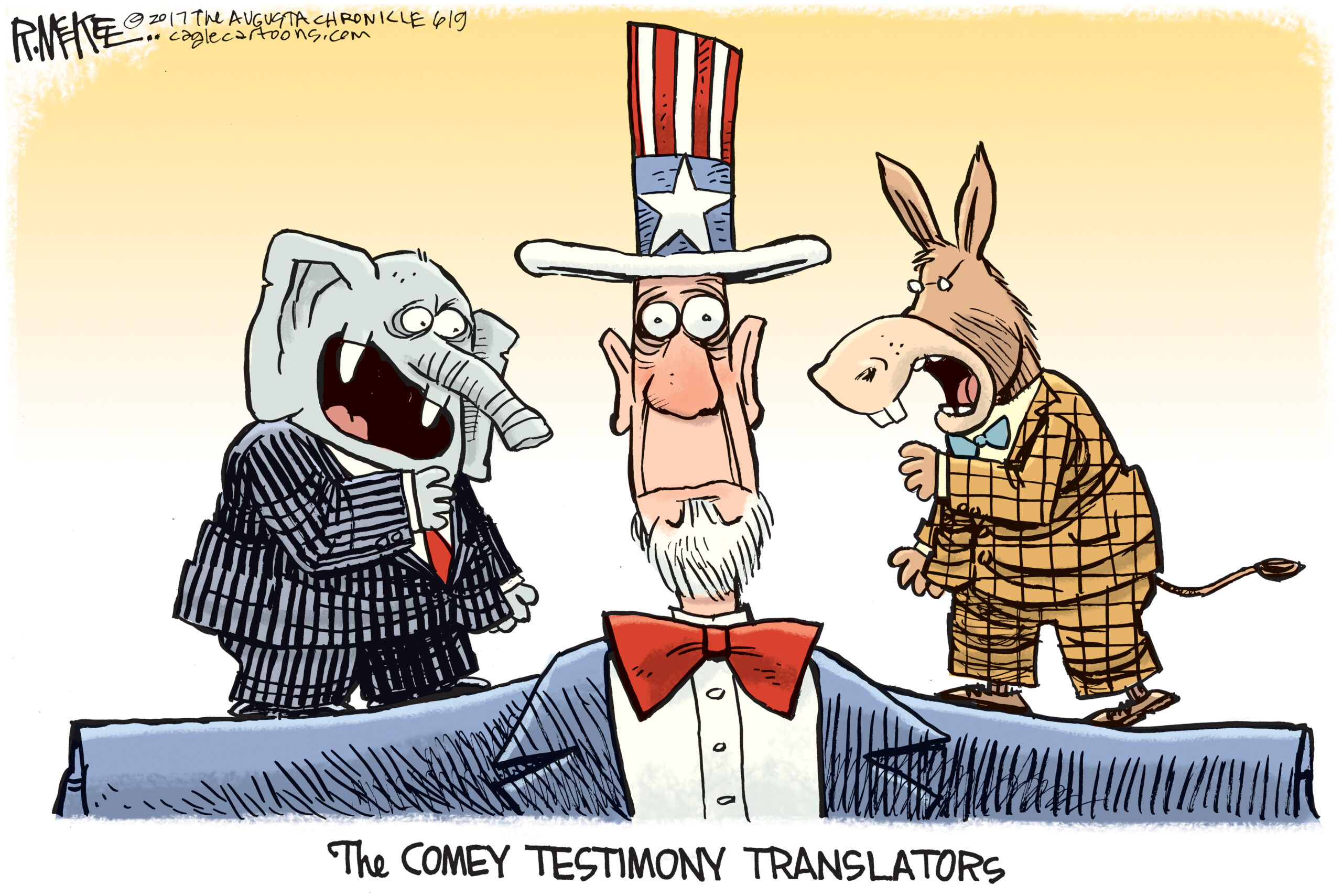 Editorial cartoon: The Comey testimony translators