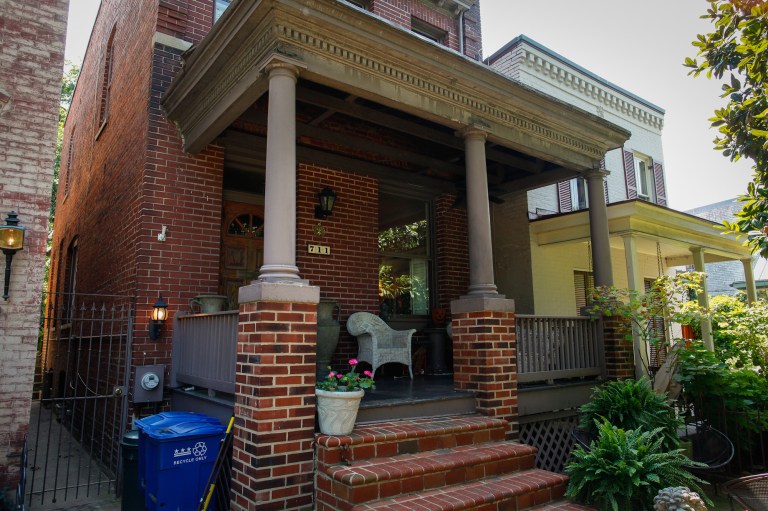 The steps of the rowhouse on the 700 block of  North Carolina Avenue SE, where Thomas Maslin was found unconscious. (Graeme Jennings/Examiner)