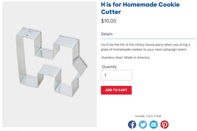 Latest Item in Clinton’s Campaign Store: An ‘H’ Cookie Cutter