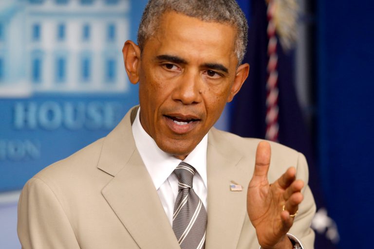 President Barack Obama speaks the economy, Iraq, and Ukraine, Thursday, Aug. 28, 2014, in the James Brady Press Briefing Room of the White House in Washington, before convening a meeting with his national security team on the militant threat in Syria and Iraq.  (AP Photo/Charles Dharapak)