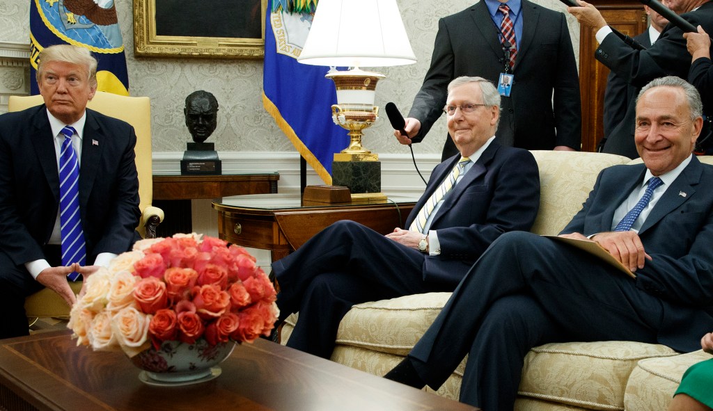 Chuck Schumer defends Mitch McConnell from Trump’s gridlock complaints