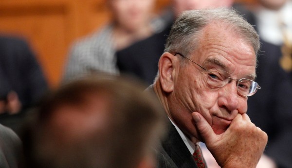 Why was Chuck Grassley wearing two pairs of glasses?