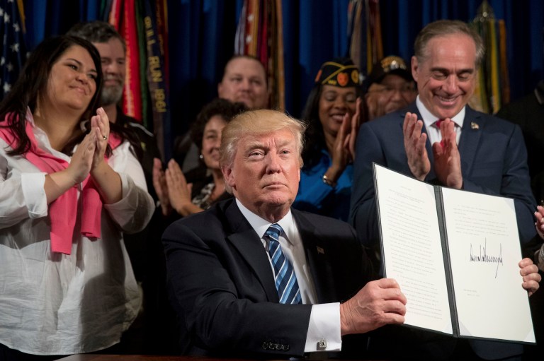 President Trump's behavior would be rather strange for a budding fascist. (AP Photo/Andrew Harnik)