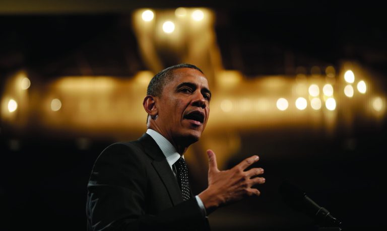 President Barack Obama speaks at the House Democratic Issues Conference in Lansdowne, Va., Thursday, Feb. 7, 2013. (AP Photo/Charles Dharapak)
