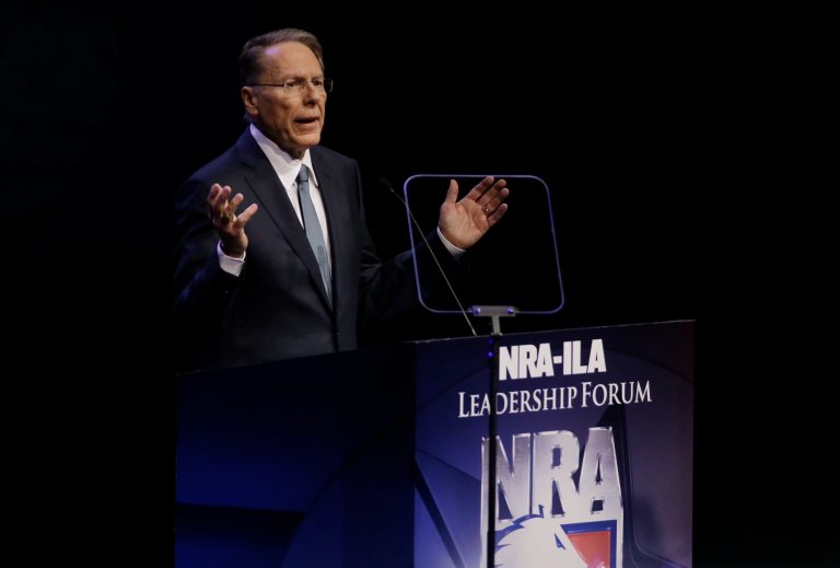 Wayne LaPierre praised the actions of Dallas police officers who responded to a shooting in the city Thursday. (AP Photo/Mark Humphrey)