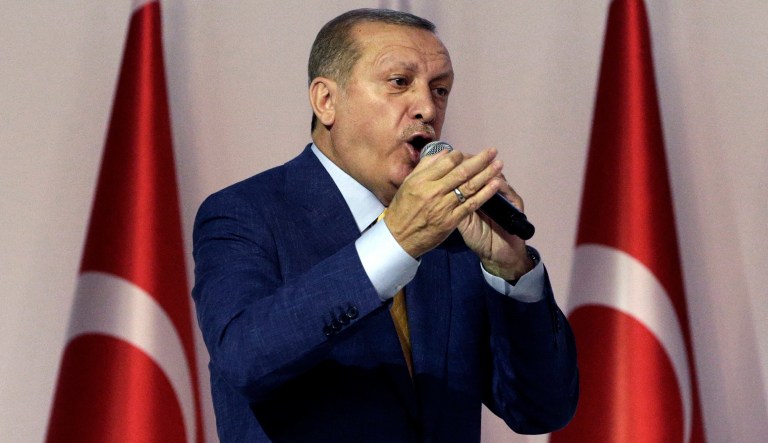 The calls from Turkey on Monday appear to be retaliatory after several members of Congress called for action against Erdogan's bodyguards, who were filmed last week beating protesters outside the Turkish ambassador's residence in Washington.. (AP Photo/Burhan Ozbilici)