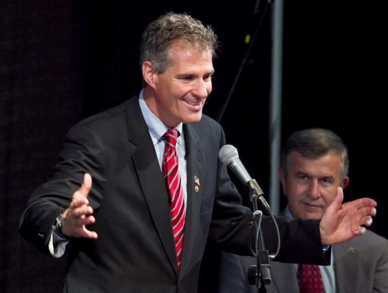 Former Sen. Scott Brown is running even with incumbent Jeanne Shaheen in recent polling. (AP/Nati Harnik)