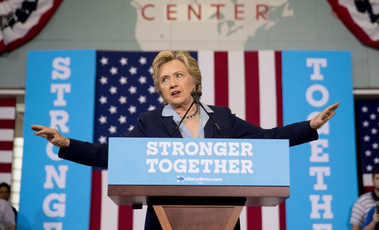 Democratic presidential candidate Hillary Clinton has been under pressure from Democrats to pursue a more progressive agenda, especially after Sen. Bernie Sanders, I-Vt., gave her a close primary race with a platform of higher taxes and an expanded federal government. (AP Photo/Andrew Harnik)