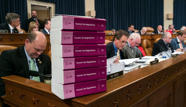 Although a number of problems could crop up, as of the start of the week Republicans were on track to throw a bill together and put it on President Trump's desk by the end of the year. (AP Photo/J. Scott Applewhite)