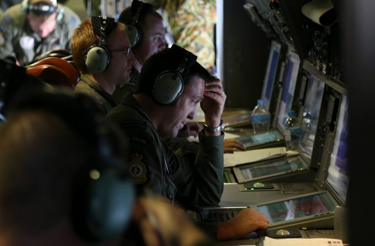 Operators  monitors TAC stations onboard a Royal New Zealand Air Force  P3 Orion during search operations for wreckage and debris of missing Malaysia Airlines Flight MH370 in the southern Indian Ocean, near the coast of Western Australia, Friday, April 4, 2014. Ten military planes, four civil jets and nine ships will assist in the search today of 217,000 square kilometers, 1700kmgreat north west of Perth.(AP Photo/Nick Perry/Pool)