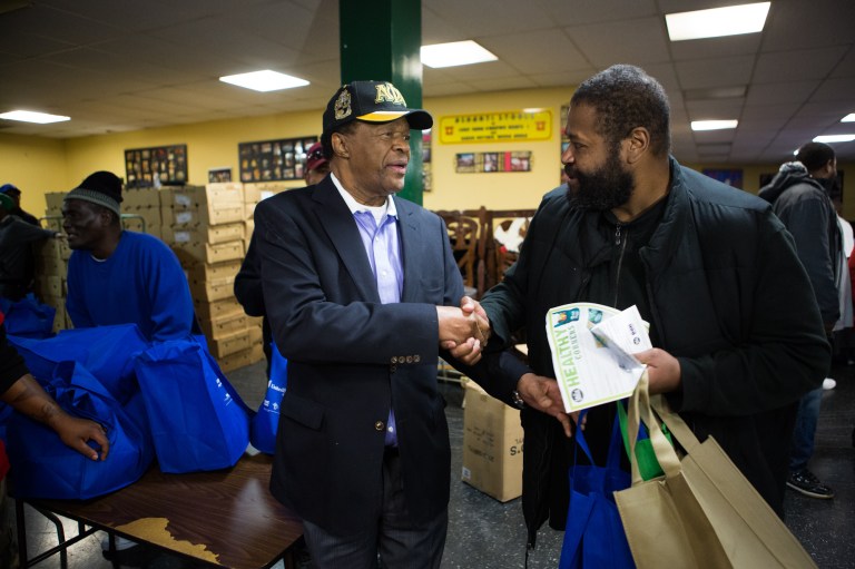 Ward 8 Councilman Marion Barry at his Thanksgiving turkey giveaway in Southeast D.C. (Graeme Jennings/Examiner)