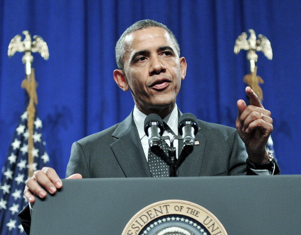 WASHINGTON - FEBRUARY 7:  U.S. President Barack Obama speaks to the U.S. House Democratic Issues Conference at the Lansdowne Resort February 7, 2013 in Lansdowne, Virginia. (Photo by Ron Sachs-Pool/Getty Images)