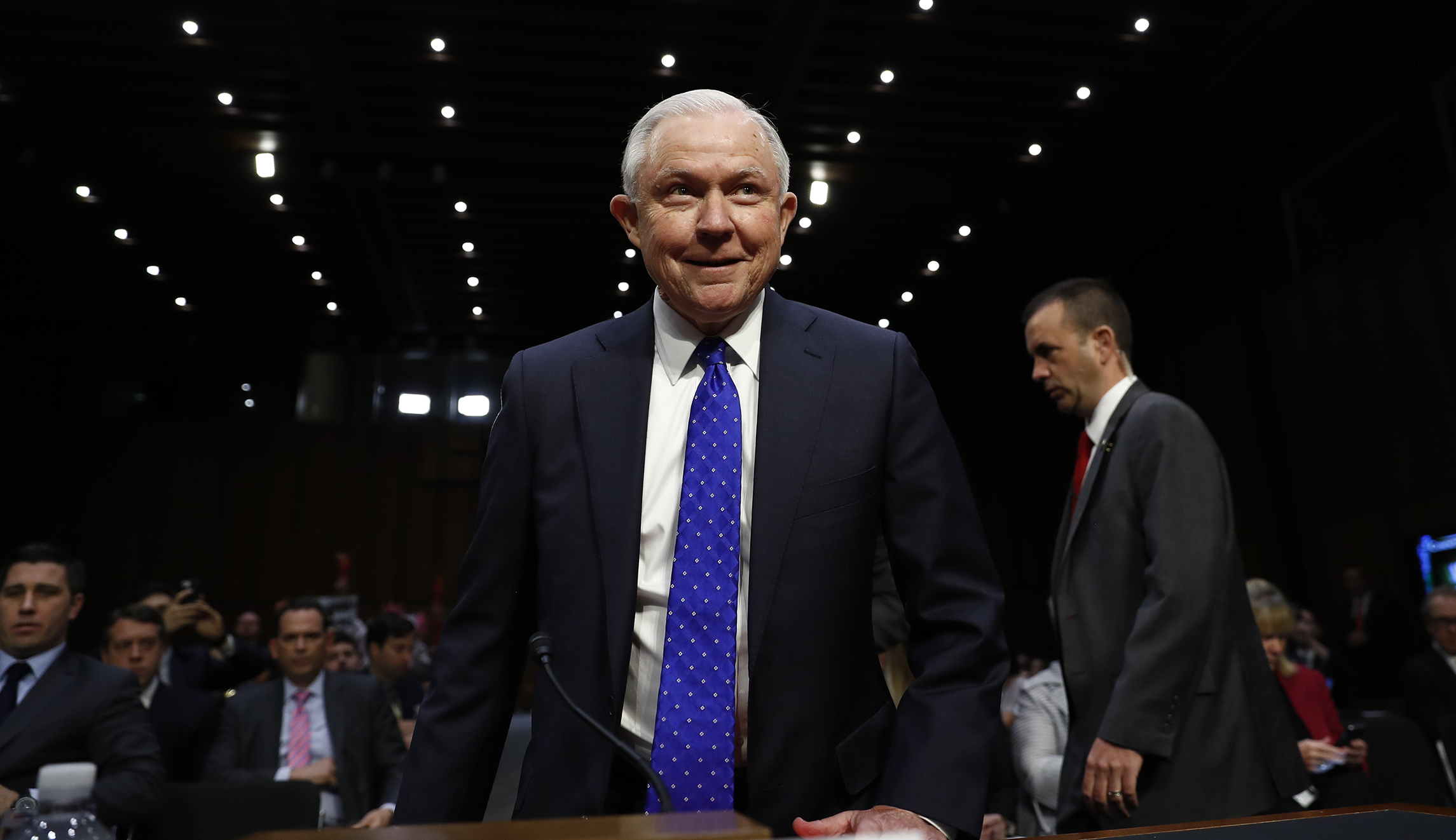 Jeff Sessions refuses to answer questions about private Trump talks in Senate hearing