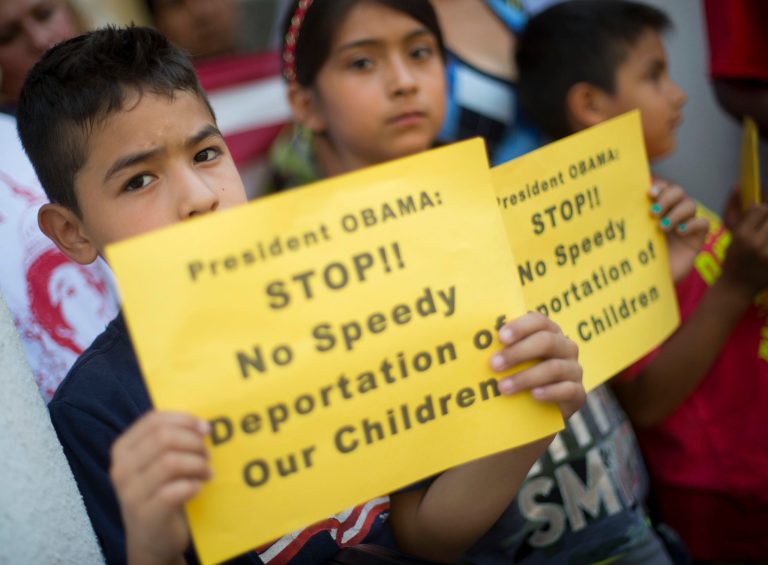 Children of immigrants protest deportations.Â (AP Photo/Pablo Martinez Monsivais)