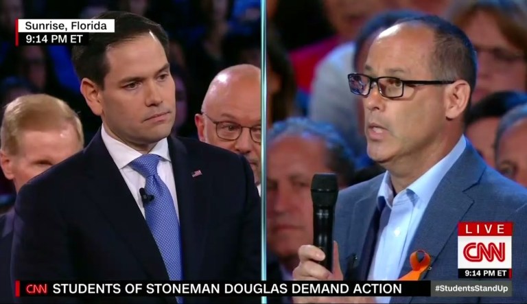 Sen. Marco Rubio, R-Fla., declined on multiple occasions at a CNN town hall Wednesday to say whether he would accept future contributions from the National Rifle Association. (screenshot)