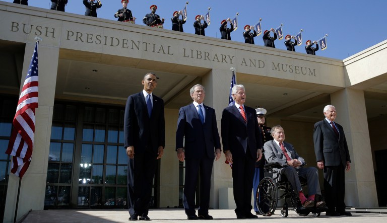 All five living former U.S. presidents will attend a hurricane relief concert at Texas A&M University later this month. All proceeds will go toward the recovery fundraising effort started by the five former presidents earlier this month, named One America Appeal. (AP Photo/David J. Phillip, File)