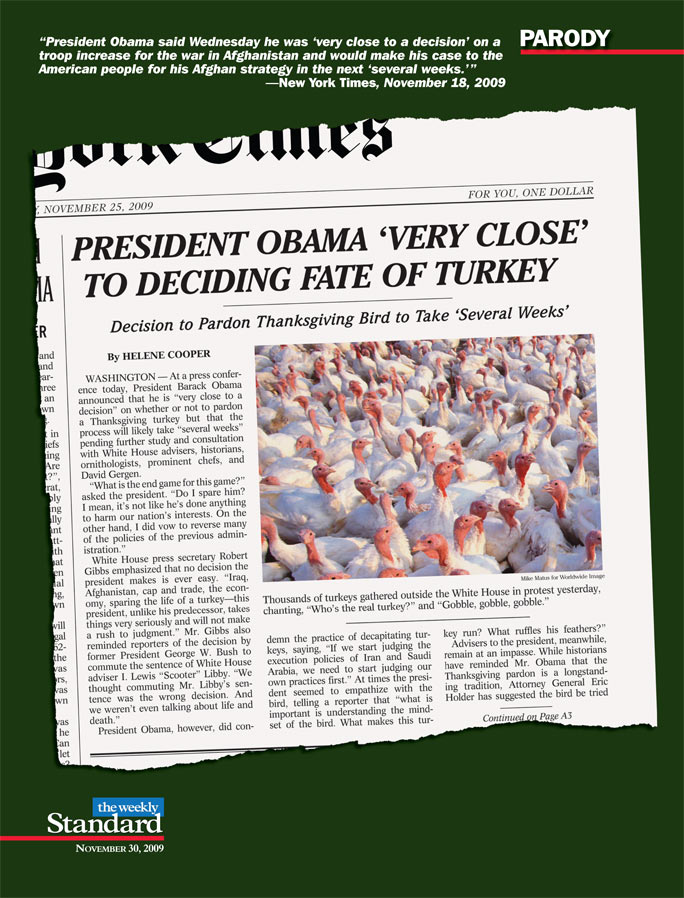 Obama Chooses a Turkey to Pardon