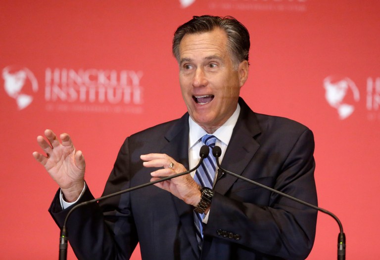 On the one hand, the New York Times shrugged, and said the GOP is merely scrambling to fix a mess it created. On the other, the Washington Post praised Mitt Romney for coming out strong against Donald Trump. (AP Photo/Rick Bowmer)