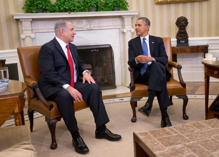 FILE - In this March 3, 2014 file photo, President Barack Obama meets with Israeli Prime Minister Benjamin Netanyahu in the Oval Office of the White House in Washington. Despite deeply strained relations, the president and prime minister stand united on the US-led campaign to defeat Islamic State extremists. (AP Photo/Pablo Martinez Monsivais, File)