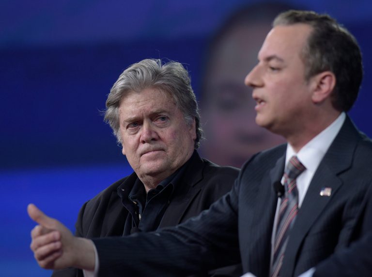 Lost count of how many times the media has predicted the ouster of Trump counselor Stephen Bannon and Chief of Staff Reince Priebus? (AP Photo/Susan Walsh)