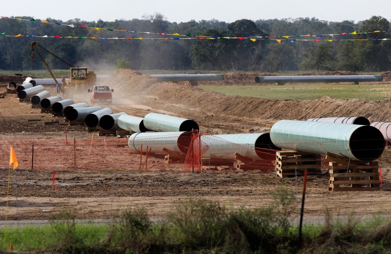 For months, activists have spent their days and nights camped in the Texas desert, keeping careful watch on construction of the Trans-Pecos pipeline, a 148-mile project designed to move natural gas across the border to Mexico. (AP Photo/Tony Gutierrez)