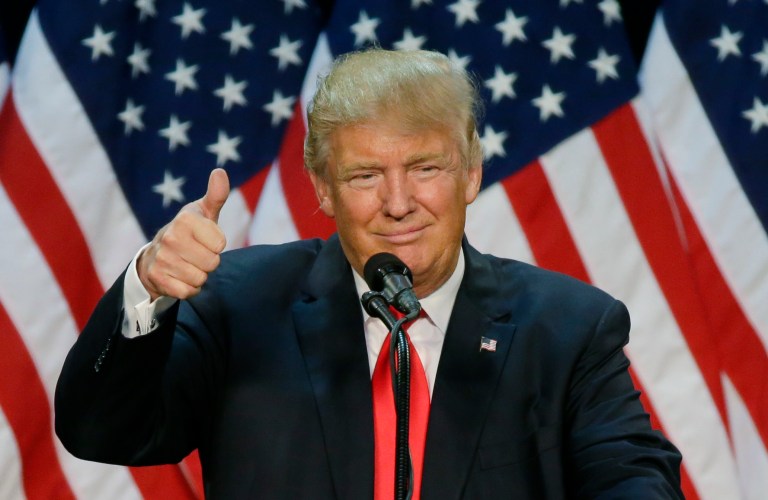 The Republican candidate looks for backers from what is typically a bastion of Democratic support. (AP Photo/Ted S. Warren)