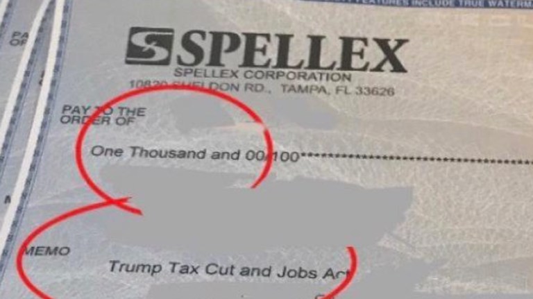 $1,000 employee bonus check credits ‘Trump Tax Cut And Jobs Act’