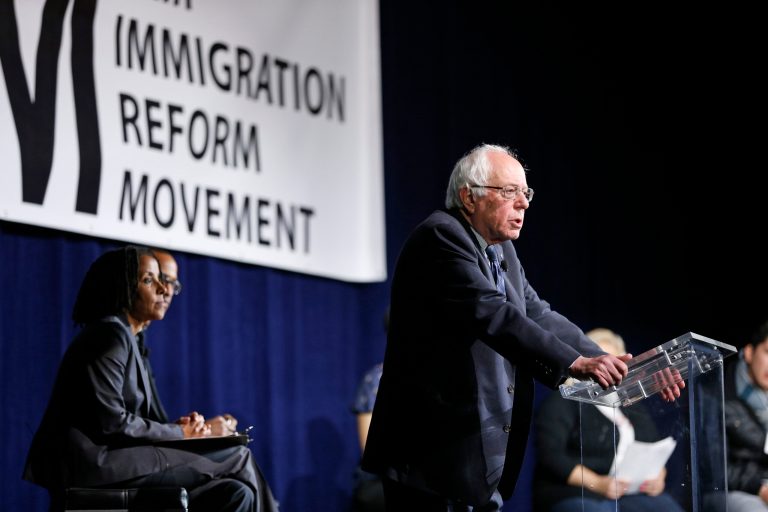 Democratic presidential candidate Sen. Bernie Sanders, I-Vt.,Â pledged to enact comprehensive immigration reform within the first 100 days of his administration and expand deportation relief. (AP Photo/John Locher)