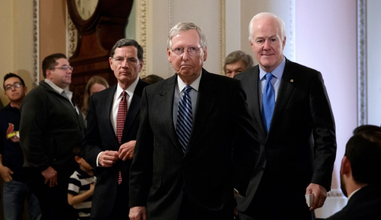 President Trump hammered Senate Republicans Saturday over the need to repeal and replace Obamacare before moving onto other policy reforms. (AP Photo/J. Scott Applewhite)