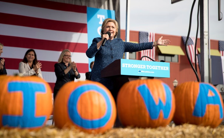 Hints of Clinton's general election weakness came in Democratic primaries, when she lost outstates badly in Wisconsin and Michigan and ran barely even in a state like Iowa. (AP Photo/Andrew Harnik)