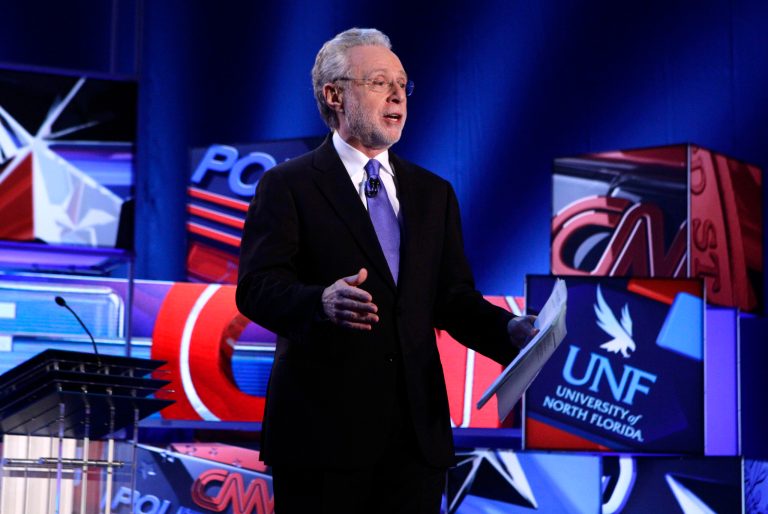 A new poll suggests the 2016 presidential race will be won or lost during the debates. Here CNN's Wolf Blitzer speaks to the audience at the Republican presidential candidates debate in Jacksonville, Fla., Thursday, Jan. 26, 2012. (AP Photo/Paul Sancya)