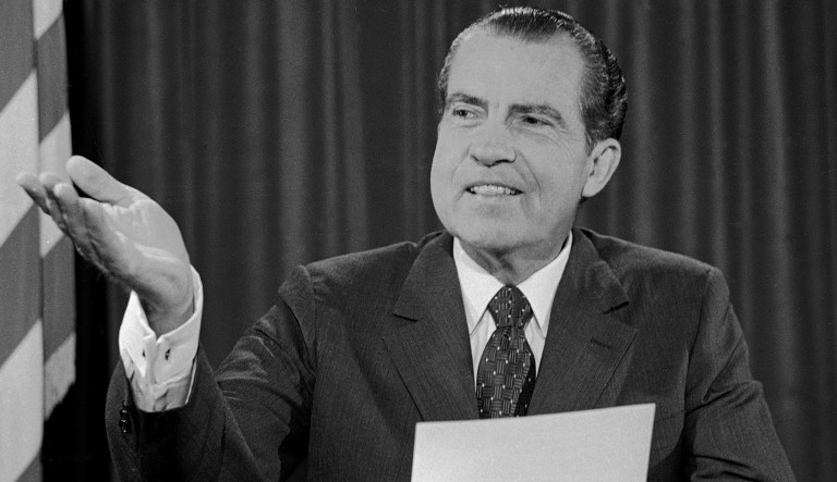 According to a letter from former President Richard Nixon, his wife Pat saw future President Donald Trump on a television program and was convinced he would win, should he run for office. (AP Photo/Bob Daughtery)