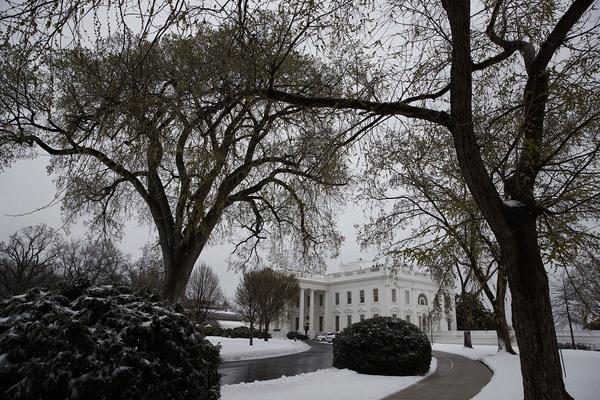 President Trump's coal advisers canceled their two-day spring meeting slated to begin Tuesday because of the snow and sleet storm that hit Washington. (AP Photo/Evan Vucci)