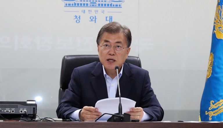 Moon, a liberal, said in a nationally televised address on Tuesday local time his government 