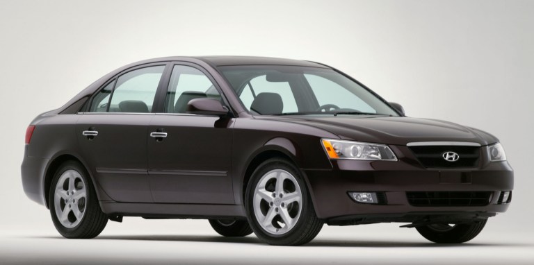 FILE - This undated file publicity photo provided by Hyundai shows the 2006 Hyundai Sonata. U.S. safety regulators are investigating whether an electrical problem can knock out the air bags on some older Sonatas. The probe announced Friday, July 25, 2014 covers about 394,000 midsize cars from the 2006 through 2008 model years. (AP Photo/Hyundai, File)