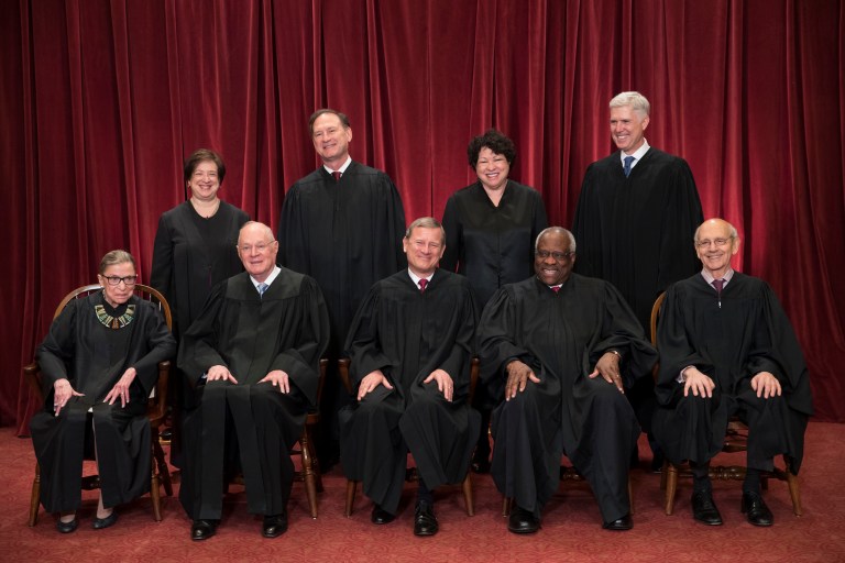 The full nine-justice court is in the last month of its term, and a flurry of decisions are expected in the coming weeks. (AP Photo/J. Scott Applewhite)