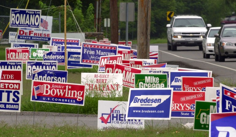 The exposed data from the hack could include, for instance, what political lawn signs a voter has had on display over the last decade. (AP Photo)