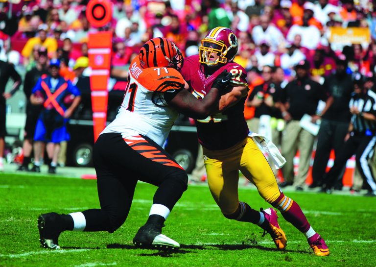 Washington Redskins outside linebacker Ryan Kerrigan has a team high 31Ã2 sacks and nine tackles so far this season. (Getty Images)
