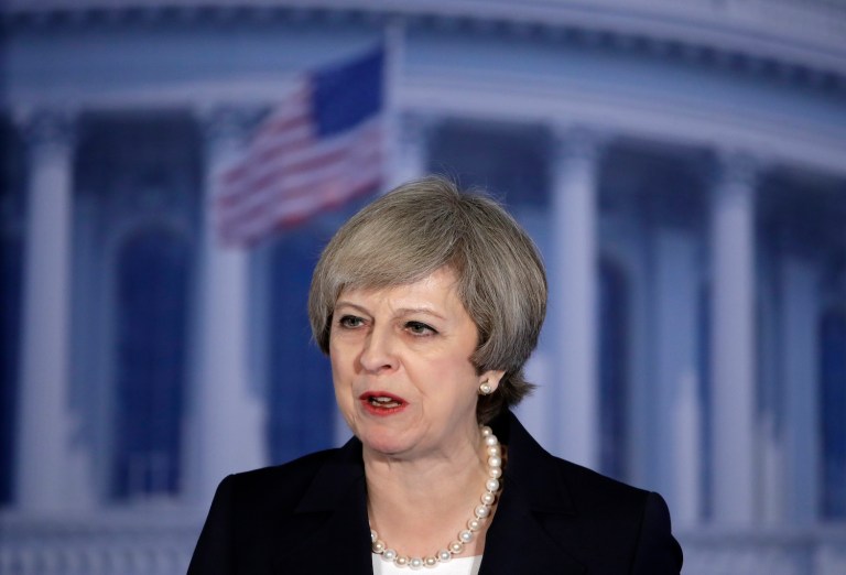 British Prime Minister Theresa May expressed her hope that President Trump would work with her to strengthen the U.S.-U.K. relationship. (AP Photo/Matt Rourke)