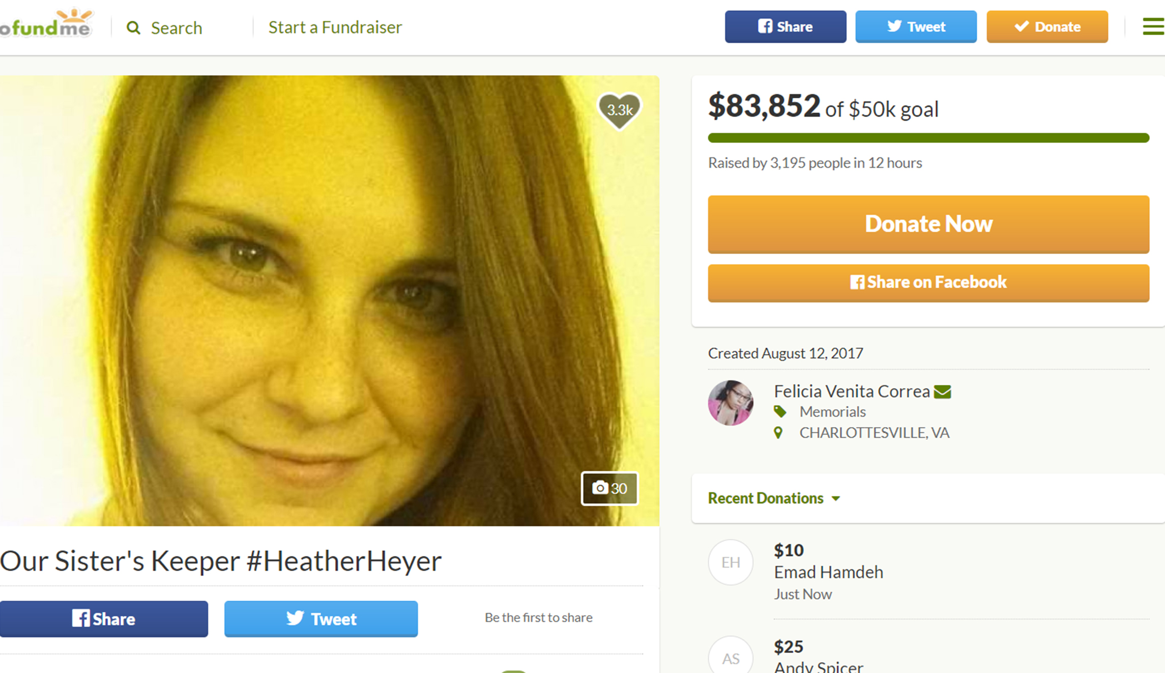 Heather Heyer identified as woman killed at Charlottesville protest