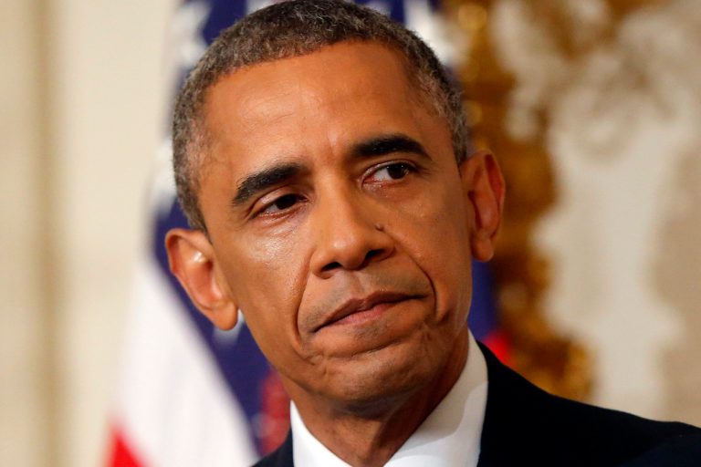 President Obama turns to leave the podium after he spoke about the situation in Iraq in the State Dining Room at the White House in Washington, Thursday. (AP/Charles Dharapak)
