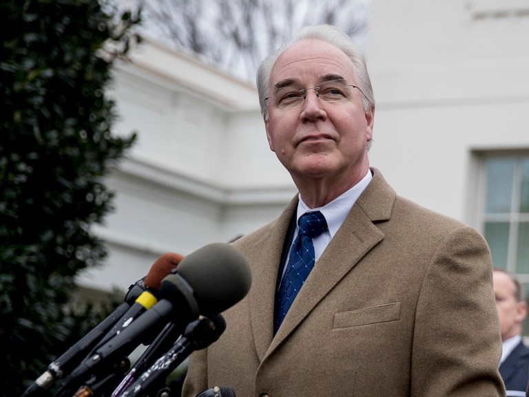 Health and Human Services Secretary Tom Price downplayed the Congressional Budget Office's report on the Republican healthcare bill. (AP Photo/Andrew Harnik)
