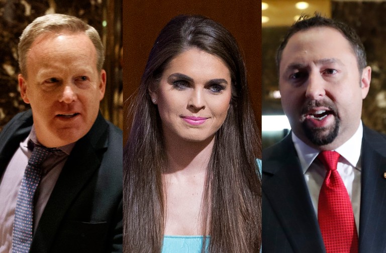 President-elect Trump on Thursday named Sean Spicer, Hope Hicks, Jason Miller and Dan Scavino (not pictured) to senior roles on the White House communications team. (AP Photo/Mary Altaffer)