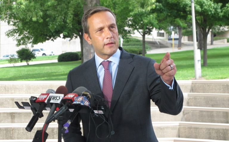 The underdog candidate and businessman appeared to make a last-ditch effort to attract voters' attention. (AP Photo/Scott Bauer)