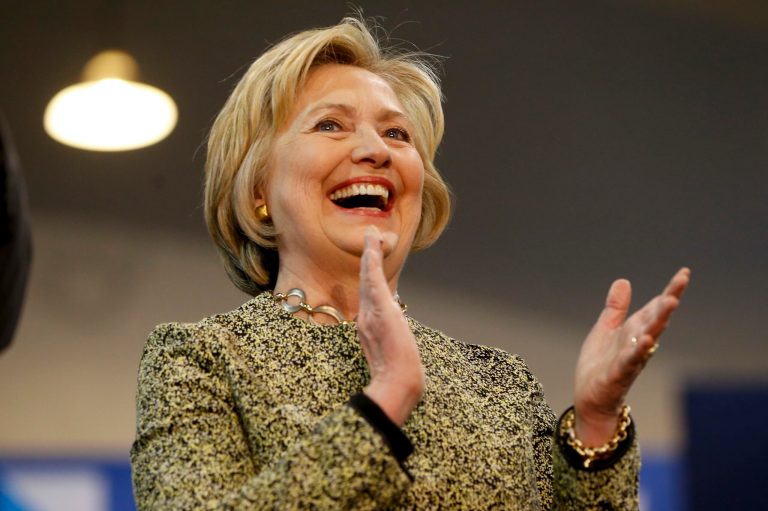 Democratic presidential candidate Hillary Clinton is laughing off the idea that Bernie Sanders could run the federal government armed only with the general ideas he's presented on the campaign trail. (AP Photo/Keith Srakocic)