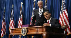 President Obama, signing the stimulus package. Over two years later, the U.S. economy isn't creating jobs. (AP photo)