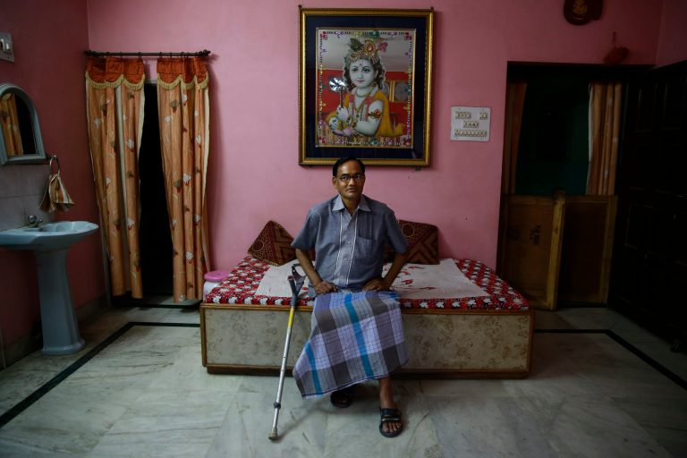 In this April 15, 2014 photo, Ramesh Agrawal speaks during an interview at his house in Raigarh in Chhattisgarh state, India. Agrawal is one of a growing number of unlikely heroes in India helping small, marginalized communities take on the huge government projects or corporate behemoths in court. He is also one of this year's six recipients of this year's $175,000 Goldman Environmental Prize, often called 