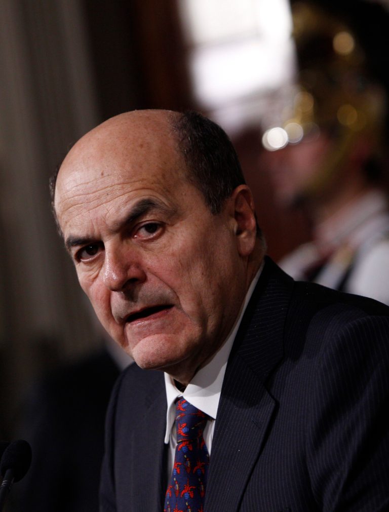 Democratic Party leader Pierluigi Bersani speaks to journalists after meeting with Italian President Giorgio Napolitano at the Quirinale presidential palace in Rome, Thursday, March 28, 2013. Italy's center-left leader Pier Luigi Bersani says talks to form a new government have failed. Bersani told reporters that some of the conditions set by other parties during nearly a week of talks were 